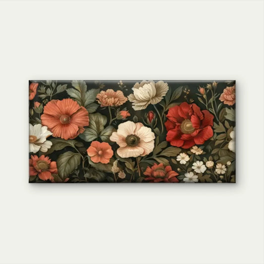 Floral Red White Flowers Wall Art Canvas Office Home Room Framed 120x60cm