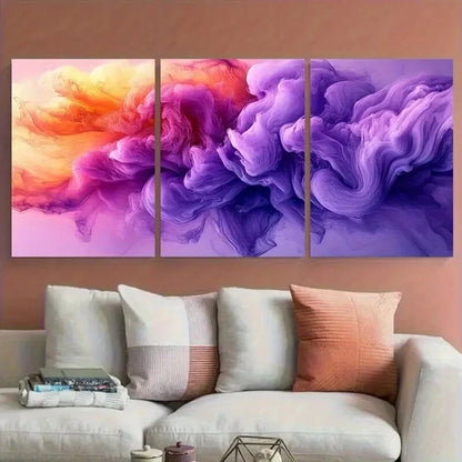 3pcs Vibrant Abstract Fluid with Swirling Hues Metal Print Ready to Hang Art