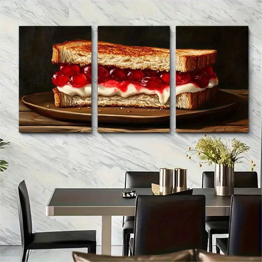 3pcs Jelly Sandwich Vintage Milk Metal Print Ready to Hang Art