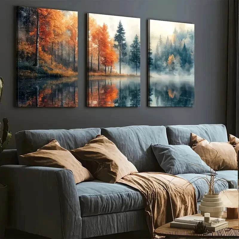 3pcs Natural Forest Landscapes Decoration Wall Art Set Canvas Framed 40x60cm - High Quality Print 100% Australian Made Wall Canvas Ready to Hang