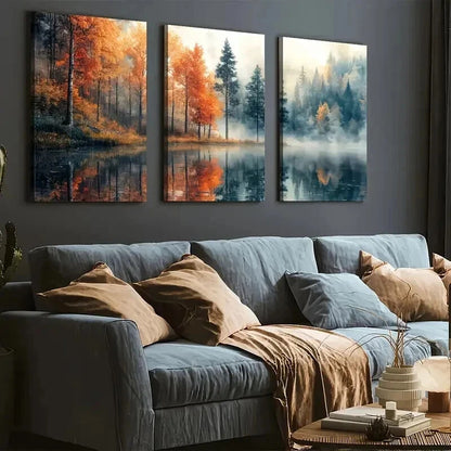 3pcs Natural Forest Landscapes Decoration Wall Art Set Canvas Framed 40x60cm - High Quality Print 100% Australian Made Wall Canvas Ready to Hang