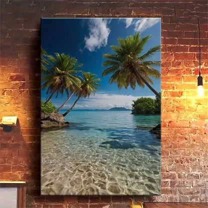 Tropical Palm Oasis  60x90cm Metal Print Ready to Hang