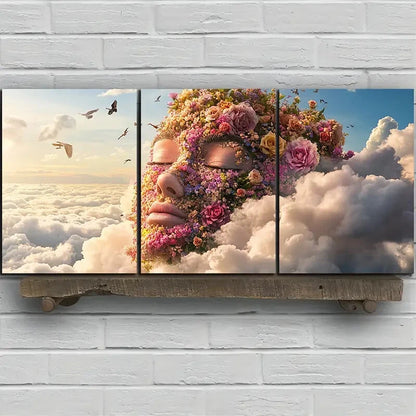 3pcs Abstract Floral Face Design Metal Print Ready to Hang Art