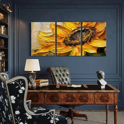 3pcs Sunflower Art Vibrant Colors Painting Metal Print Ready to Hang Art