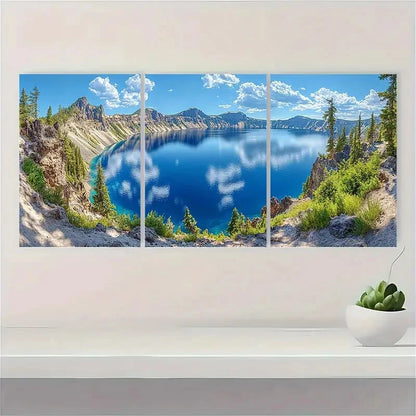 3pcs Panoramic of Crater Lake National Park Metal Print Ready to Hang Art