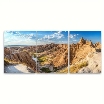 3pcs Badlands National Park Travel Wall Art Set Canvas Framed 40x60cm - High Quality Print 100% Australian Made Wall Canvas Ready to Hang