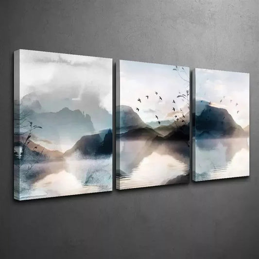 3pcs Watercolor Landscape Canvas Framed 40x60cm - High Quality Print 100% Australian Made Wall Canvas Ready to Hang