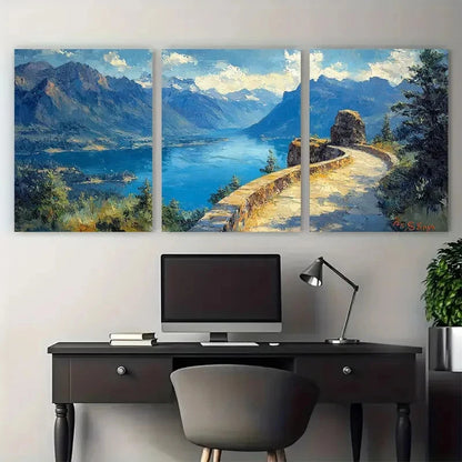 3pcs Beacon Rock State Park Columbia River Gorge Wall Art Set Canvas Framed 50x70cm - High Quality Print 100% Australian Made Wall Canvas Ready to Hang
