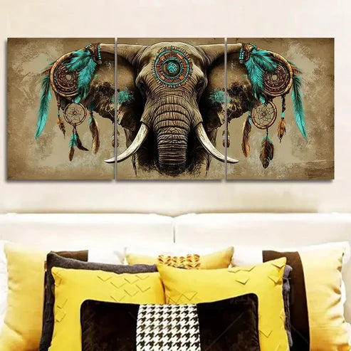3pcs Dream catchers and elephants Wall Art Set Canvas Unframed - High Quality Print 100% Australian Made Wall Canvas