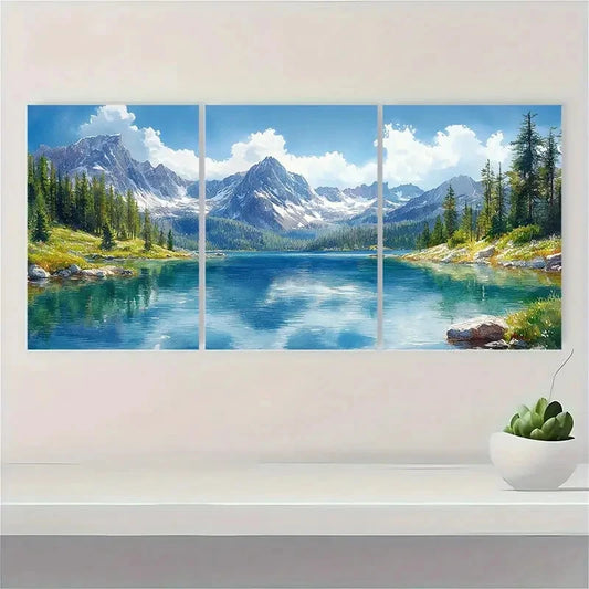 3pcs Mountain Lake Landscape National Park Scenes Metal Print Ready to Hang Art