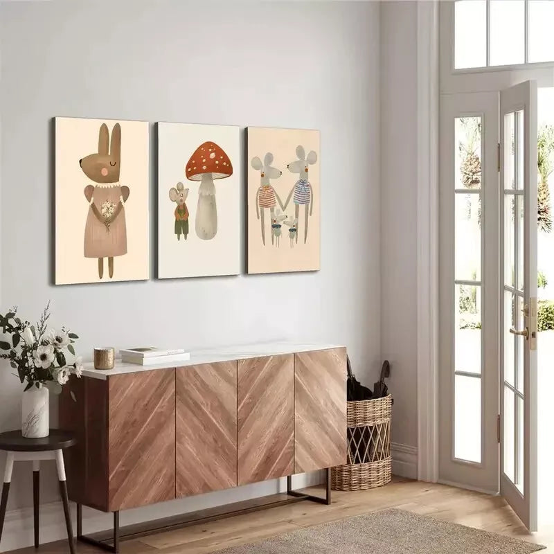 3pcs Cartoon Animal Painting Canvas Framed 40x60cm - High Quality Print 100% Australian Made Wall Canvas Ready to Hang