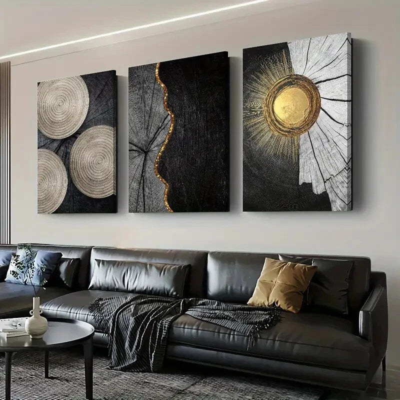 3pcs Meaningful Golden Color Ring Perfect Wall Art Set Canvas Framed 40x60cm - High Quality Print 100% Australian Made Wall Canvas Ready to Hang