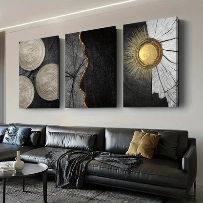 3pcs Meaningful Golden Color Ring Perfect Wall Art Set Canvas Framed 40x60cm - High Quality Print 100% Australian Made Wall Canvas Ready to Hang