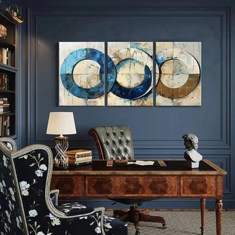 3pcs Abstract Circles Geometric Design Metal Print Ready to Hang Art