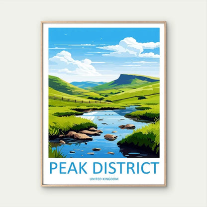 Peak District National Park Landscape Vintage Travel Poster Print Wall Art
