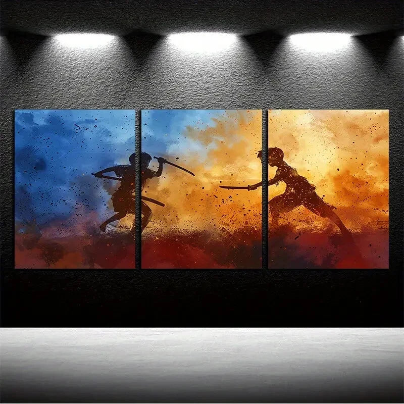 3pcs Vibrant Children Playing Together Metal Print Ready to Hang Art