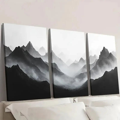 3pcs Alpine Echoes Minimalist Mountain EM Wall Art Set Canvas Framed 50x70cm - High Quality Print 100% Australian Made Wall Canvas Ready to Hang