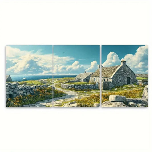 3pcs Aran Islands Travel Poster Ireland Landscape Metal Print Ready to Hang Art