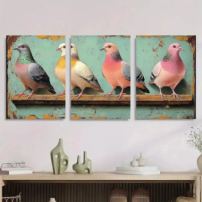 3pcs Vintage Pigeon Breeds Birds Metal Print Ready to Hang Art