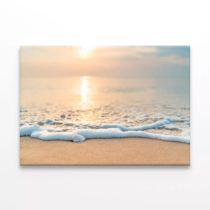 Sea Waves On The Golden Sand Wall Art Decor 100% Australian Made