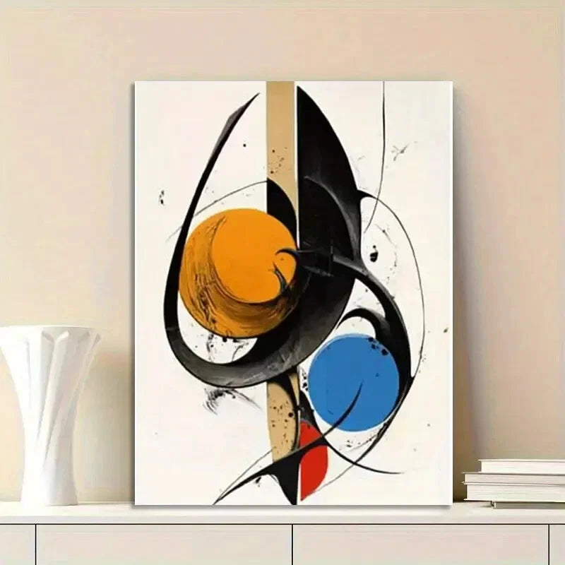 Mid Century Modern Abstract Dynamic Black, White 40x60cm Metal Print Ready to Hang