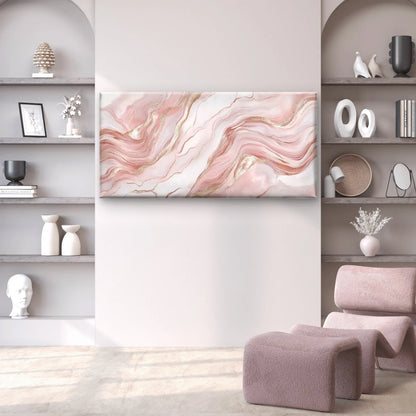 Agate Marble Design in Elegant Pink & Gray Wall Art Canvas Office Home Room Framed 120x60cm