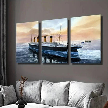 3pcs Classic Modern Cruise Ship on the Sea Wall Art Set Canvas Framed 40x60cm - High Quality Print 100% Australian Made Wall Canvas Ready to Hang