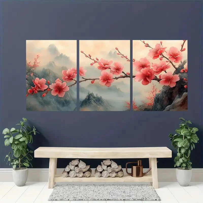 3pcs Blossom Elegant Spring Watercolor Floral Metal Print Ready to Hang Art