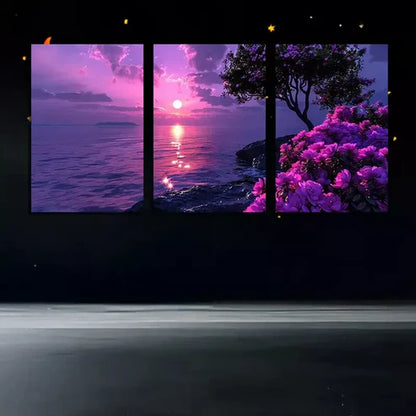 3pcs Cherry Blossom Lake Sunset Canvas Framed 60x90cm - High Quality Print 100% Australian Made Wall Canvas Ready to Hang