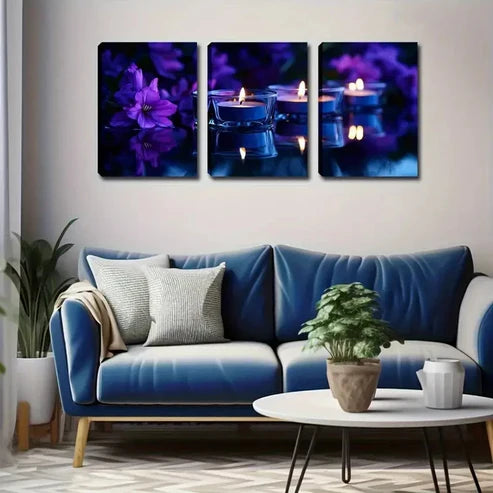 3pcs Candle and Flower Darkness Décor Perfect Wall Art Canvas Unframed - High Quality Print 100% Australian Made Wall Canvas
