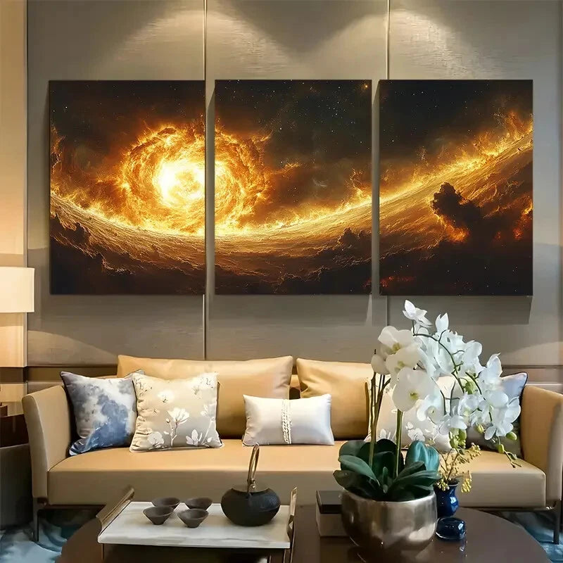 3pcs Galaxy Collision In Universe Design Metal Print Ready to Hang Art