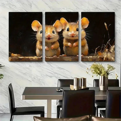 3pcs Mouse Impasto Farmhouse – Wall Art Canvas Unframed – High Quality Print 100% Australian Made Wall Canvas
