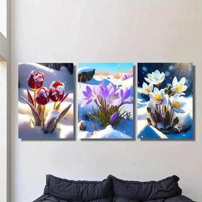 3pcs Tulip & Crocus Spring & Summer Metal Print Ready to Hang Art