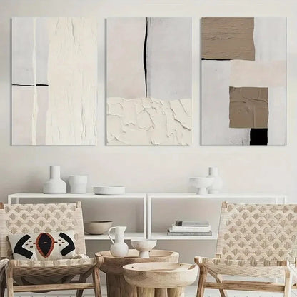 3pcs Painting Abstract Neutral Metal Print Ready to Hang Art
