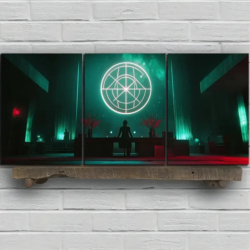 3pcs The Girl Standing On Some Place Metal Print Ready to Hang Art