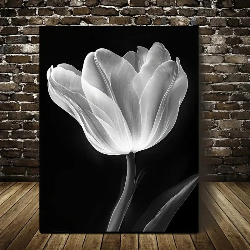 Beautiful Tulip Suitable Black Painting 40x60cm Metal Print Ready to Hang