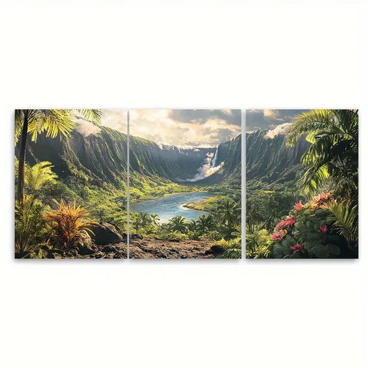 3pcs Hawaii Volcanoes National Vibrant Park Metal Print Ready to Hang Art