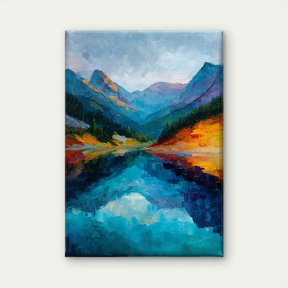 Abstract Mountain Lake Landscape Metal Print Ready to Hang