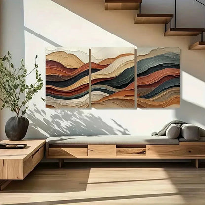 3pcs Abstract Layered Terrain Wall Art Metal Print Ready to Hang Art