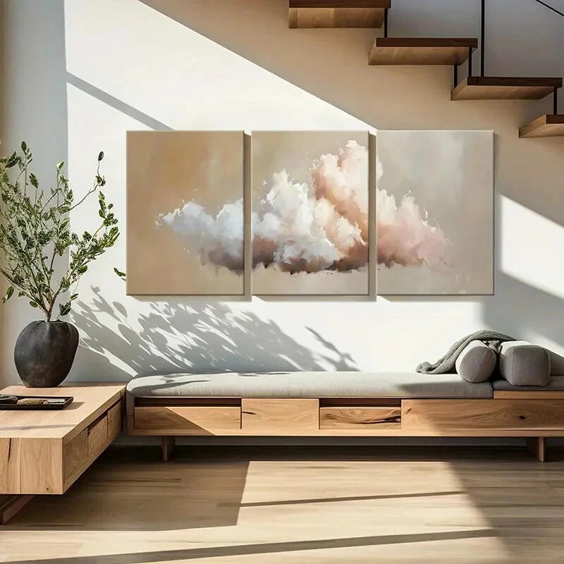 3pcs Abstract Cloudscape Art Soft Pastel Metal Print Ready to Hang Art