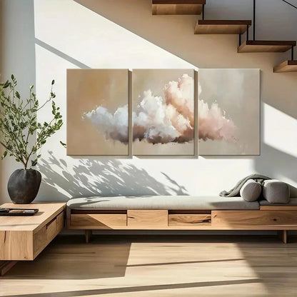 3pcs Abstract Cloudscape Art Soft Pastel Metal Print Ready to Hang Art