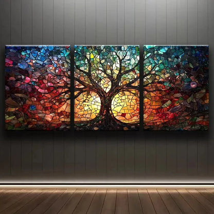 3pcs Painting Decor Triptych Tree of Life Metal Print Ready to Hang Art