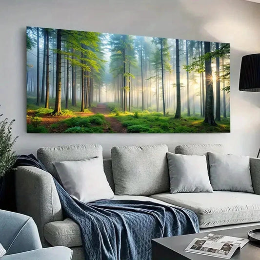 Nature Scene Sunlit Path wall canvas office home room framed 120x60cm