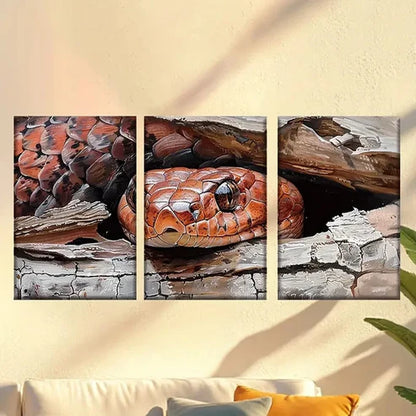 3pcs Fascinating Red Python Wall Art Canvas Unframed – High Quality Print 100% Australian Made Wall Canvas