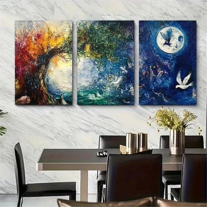 3pcs Dreamlike Fantasy Marc Chagall Surrealist Metal Print Ready to Hang Art