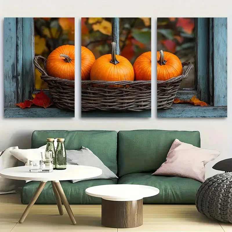 3pcs Fall farmhouse pumpkin decor Metal Print Ready to Hang Art
