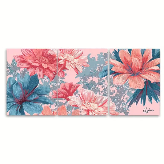 3pcs Floral Retro Preppy Metal Print Ready to Hang Art