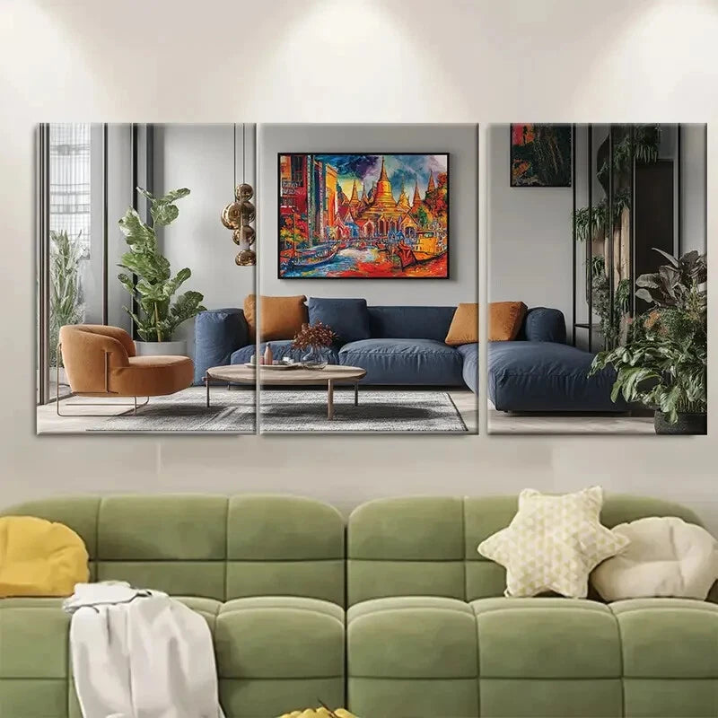 3pcs Vibrant Thailand Cityscape & Landmarks Metal Print Ready to Hang Art