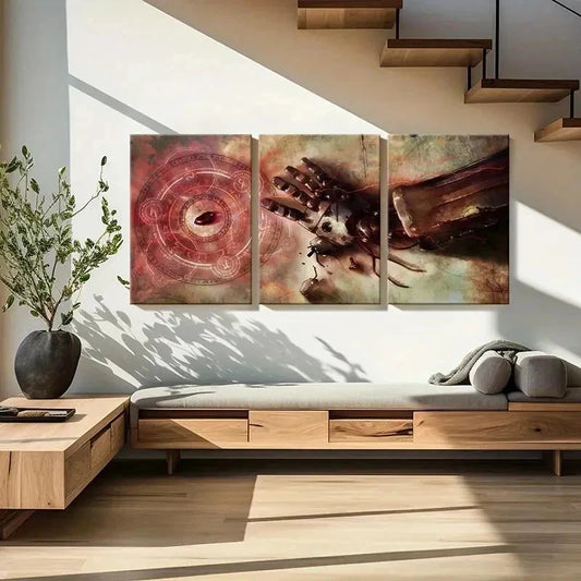 3pcs Fullmetal Alchemist Anime Decor Wall Art Set Canvas Framed 40x60cm - High Quality Print 100% Australian Made Wall Canvas Ready to Hang