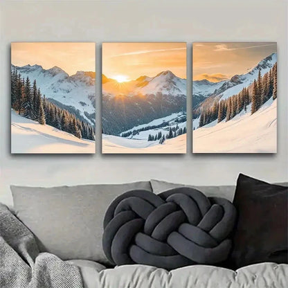 3pcs Modern Luxury Landscape Theme Ink Metal Print Ready to Hang Art